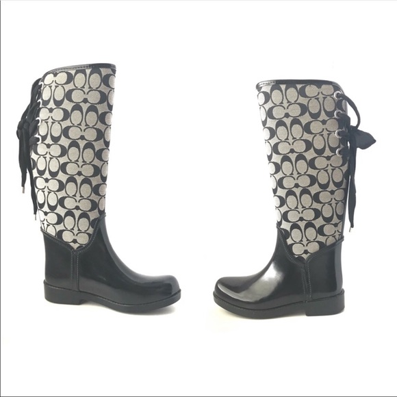 Coach Rain Boots Woman’s 6B Tristee Black - Picture 3 of 8